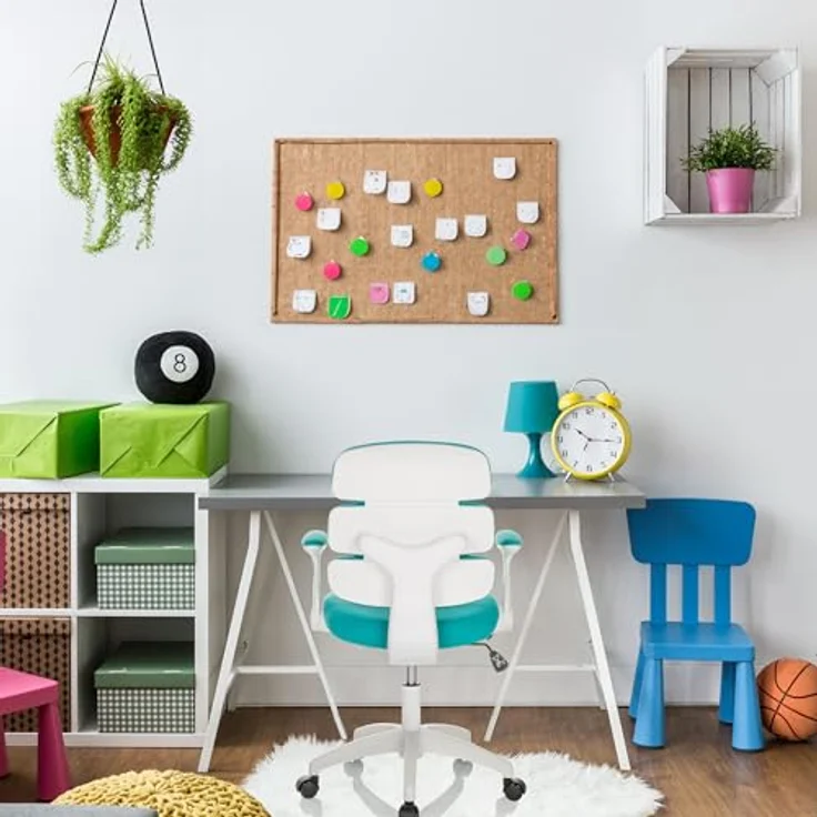 hjh OFFICE Kinderdrehstuhl Kid ERGOLINO W Kinderstuhl mit ergonomischer Rückenlehne, Blau, 736430 – Bild 7