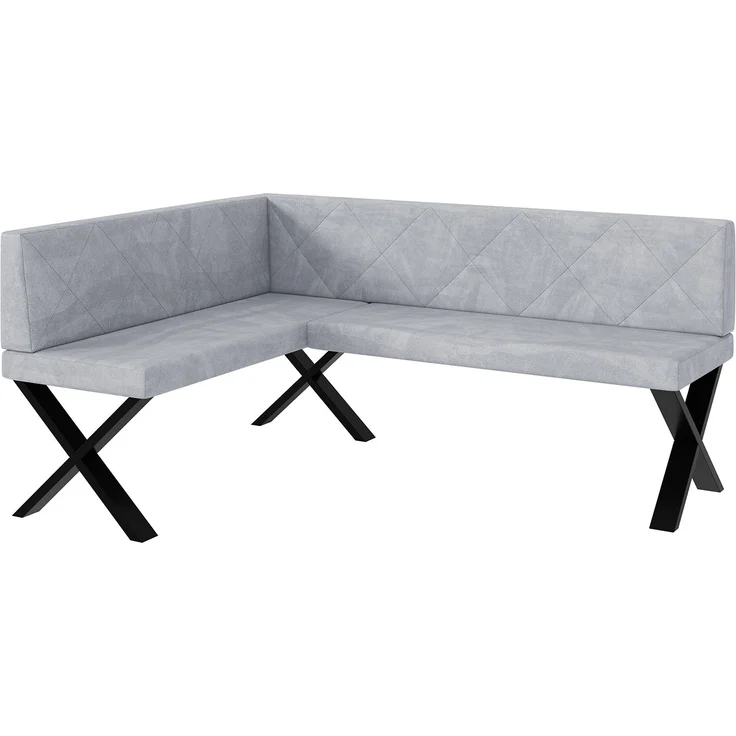 MEBLINI Eckbank für Esszimmer - Küchenbank - Essecke - Sitzecke Küche - ERIC - X-Beine 128x168x87cm Links - Hellgrau Samt – Bild 1