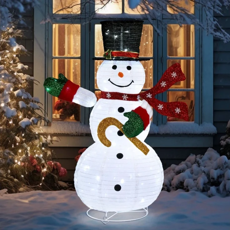 LALAHO Schneemann LED-Schneemann Weihnachten deko, 120cm mit 100 LEDs Weihnachtsbeleuchtung für Innen und Außen – Bild 2