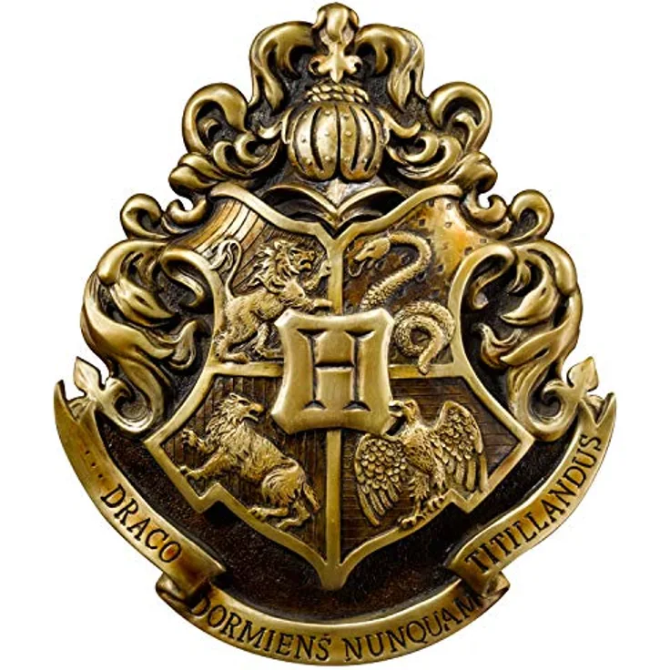The Noble Collection Hogwarts Crest Wall Art, Wandobjekt aus Metall, goldfarben