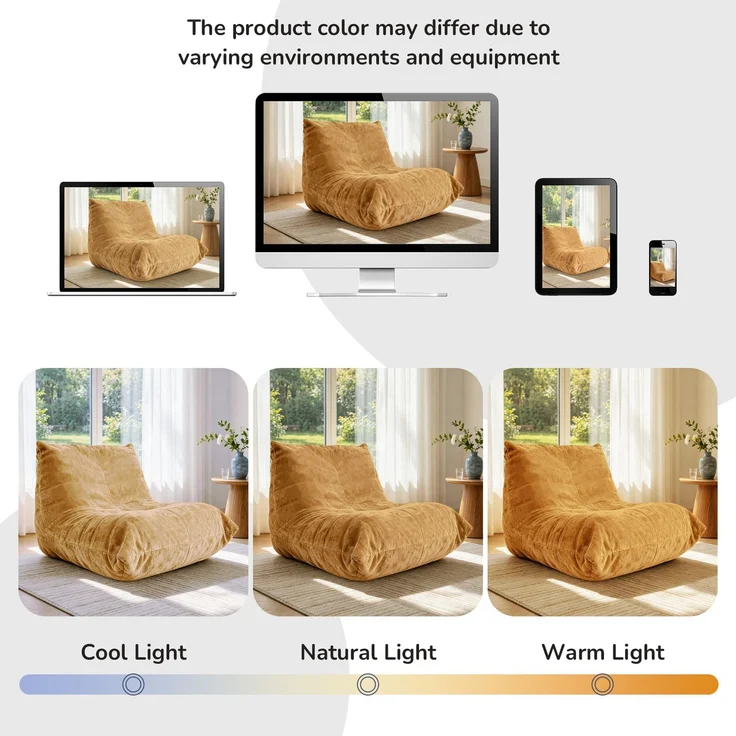 Sitzsack „Fliegende Raupe“, ultraweiches Faulenzsofa, Stilvolles Lounge-Sofa für gemütliche Stunden zu Hause, ideal für Schlafzimmer und Wohnzimmer, Stoff: Snow Neil, Farbe: Gelb, Maße: 90 x 100 x 80 cm, Marke: YOUDENOVA – Bild 7