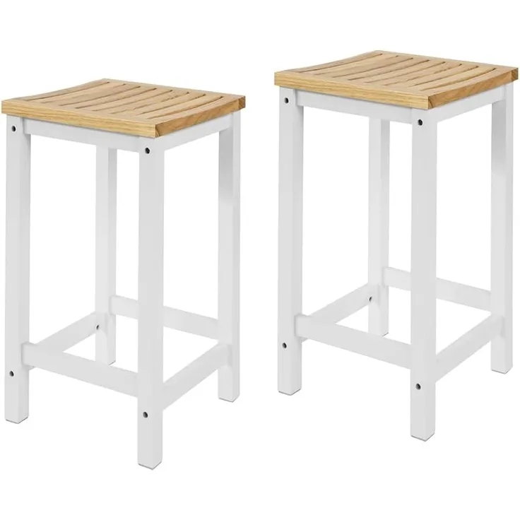 SoBuy Küchenstuhl FST29-WNx2 (2 St), 2er Set Stuhl Holzstuhl Essstuhl Hocker zum Küchenwagen