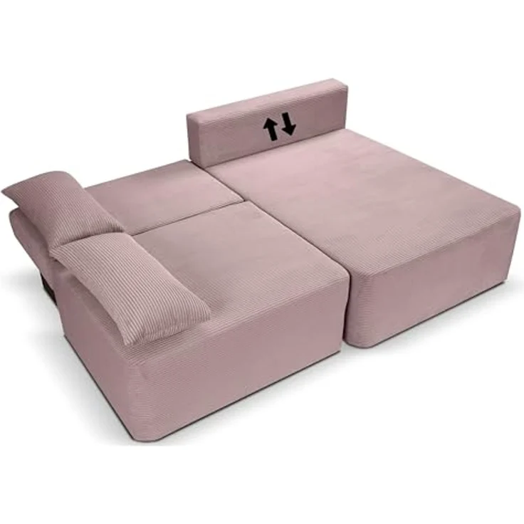 Ecksofa (B/H/T: 213x95x158 cm) in Altrosa – Bild 6