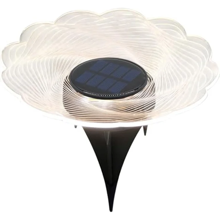 Spetebo LED Wandleuchte Solar Blume transparent - 18 cm, Solar betrieben, LED fest integriert, warm weiß, inklusive Erdspieß und Montagematerial – Bild 4