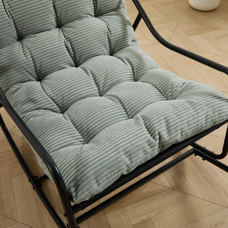 LVHOM Schaukelstuhl mit Fußstütze, Relaxsessel mit gepolstertem Kissen, ergonomischer Schaukelsessel, bis 130kg, Loungesessel für Balkon, Garten & Wohnzimmer – Bild 6
