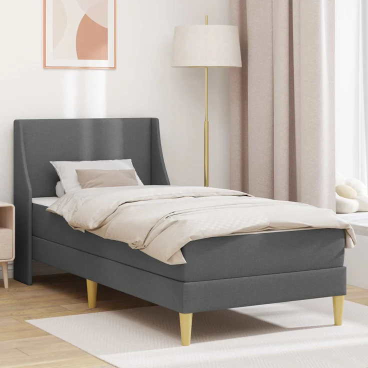 vidaXL Bettgestell mit Matratze Dunkelgrau 80 x 200 cm Polyester 3414705 – Bild 1