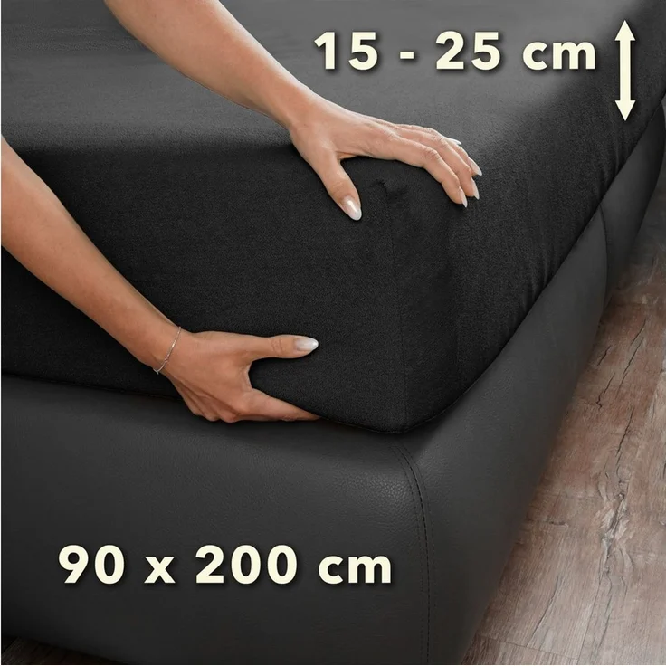 STUDIO Spannbettlaken Frottee, viele Größen, Baumwolle, weich & kuschelig, Baumwolle, Frottee, Gummizug: rundum, (1 Stück), 120x200 cm Bettlaken Spannbetttuch bis 25 cm Höhe - Anthrazit – Bild 3