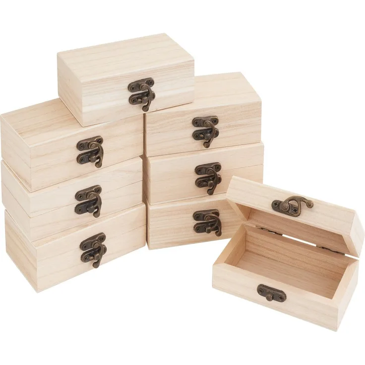 VBS Aufbewahrungsbox Holzkästchen Rohholz, 8 Stück