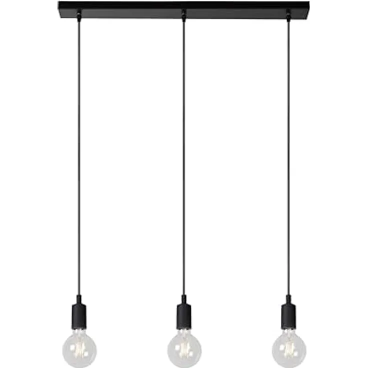 LUCIDE FIX Pendelleuchten, höhenverstellbar, 3xE27, warmweißes Licht (2700K), Schwarz
