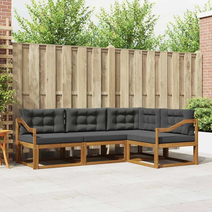 vidaXL Outdoor-Sofagarnitur 4 stk. 4-Sitzer Natur und Anthrazit 3367525