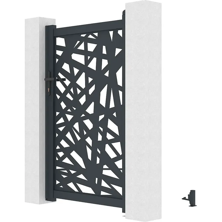 Vente-unique - NATAFO Side gate Metall Grau - B 4,6 cm x H 161 cm x L 103 cm – Bild 3