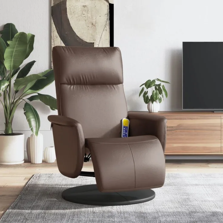 vidaXL Massagesessel mit Fußteil Braun Kunstleder 356554