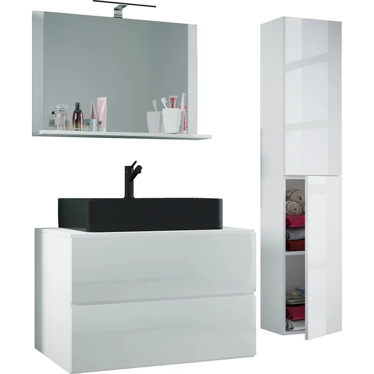 VCM Badmöbel Waschtisch Lendas 915210 Weiß H. 150 x B. 80 x T. 51 cm