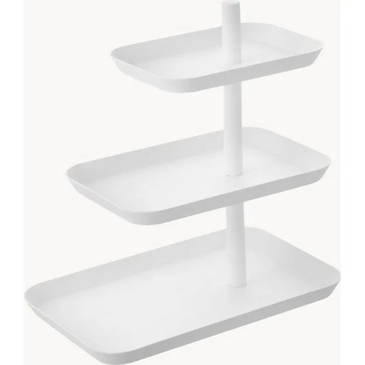 Yamazaki 4280 TOWER 3-stöckige Etagere, weiß, Stahl, minimalistisch, 24.7 x 15.7 x 25.7 cm