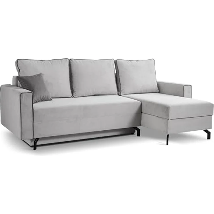 Ecksofa (B/H/T: 230x89x148 cm) in Hellgrau – Bild 1