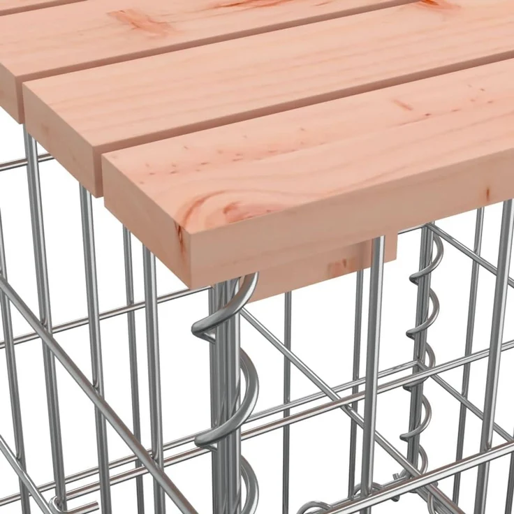 DELUKE® Gartenbank Gabionen INO aus Stahl 287x71x65,5cm Massivholz Douglasie Gabionenbank Gartenbank mit Sitzfläche aus Gabionen Steinkorb Gabionengitter Ziergabione Drahtkorb befüllbar – Bild 3