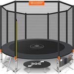 KESSER® Trampolin, Ø 305 cm, mit Sicherheitsnetz, Leiter, Randabdeckung, Seitentasche & Zubehör, Orange