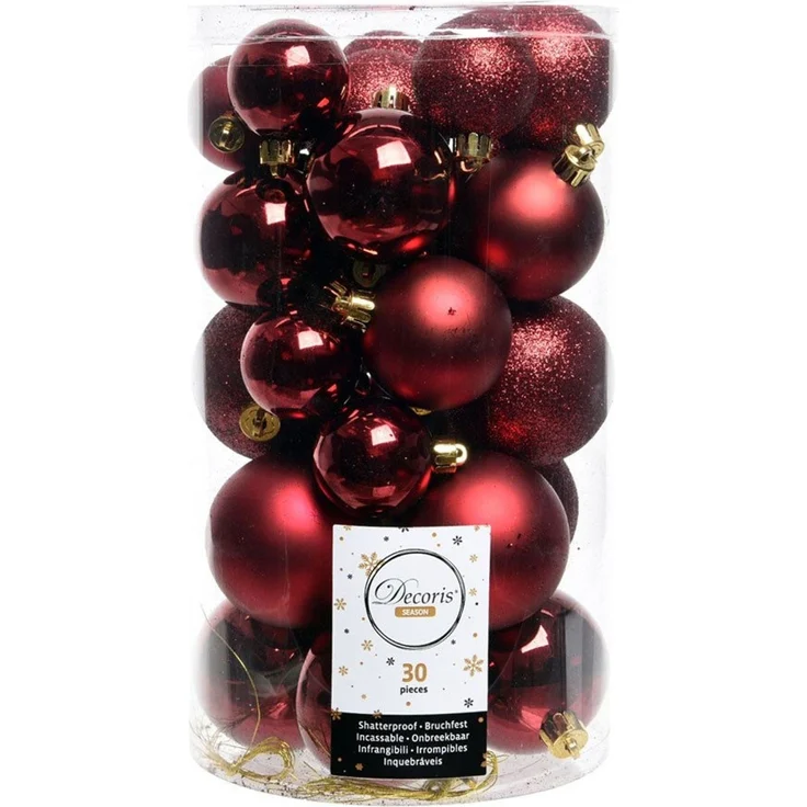 LS-LebenStil Weihnachtsbaumkugel 30 Kunststoff Weihnachtskugeln Rot 4cm-6cm Baumkugel Dekokugel (30 St), Bruchsicher Christbaumschmuck Weihnachtsbaumschmuck Deko Kugeln – Bild 2
