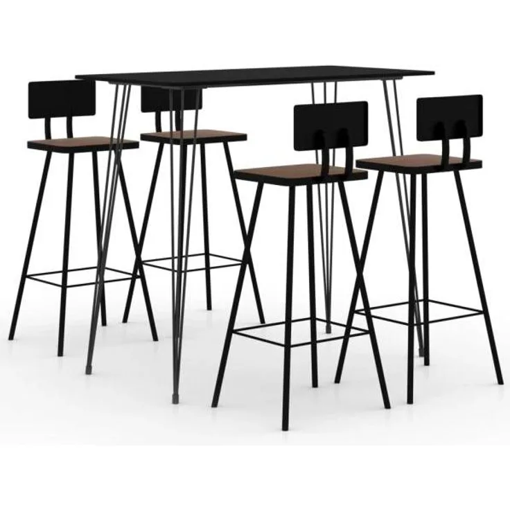 vidaXL 5-tlg. Bar-Set Schwarz [3057829]