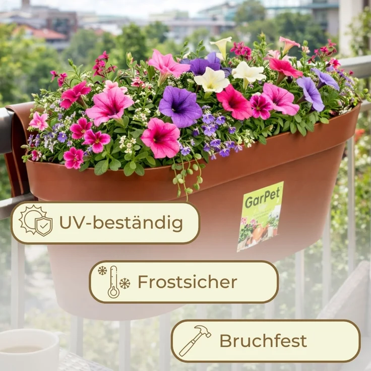 GarPet Balkonkasten 4x Geländerkasten Balkon mit Wasserspeicher Blumen Topf Kasten – Bild 5