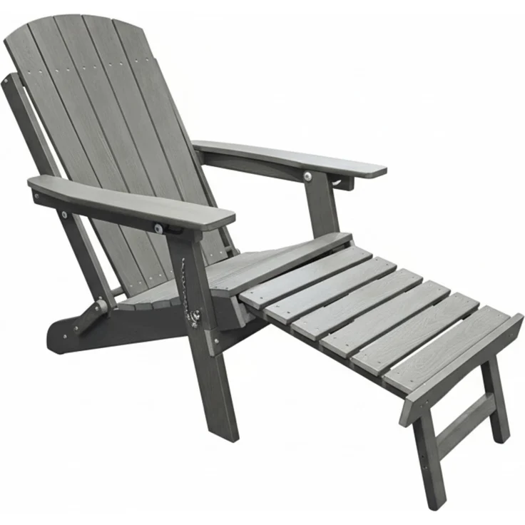 osoltus Canadian Deck Chair Adirondack Stuhl incl. Fußhocker HDPE Grau – Bild 1