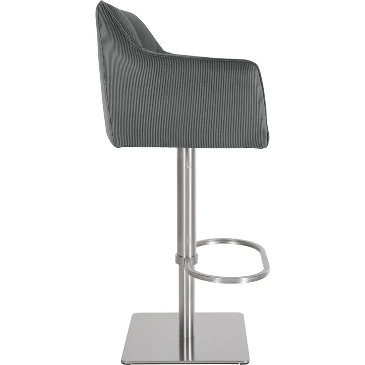 Barhocker SIHAR - Cord Grau 64x45x88 cm Silber | Barstuhl Mit Lehne Tresenhocker Tresenstuhl Kneipenhocker Kneipenstuhl – Bild 6