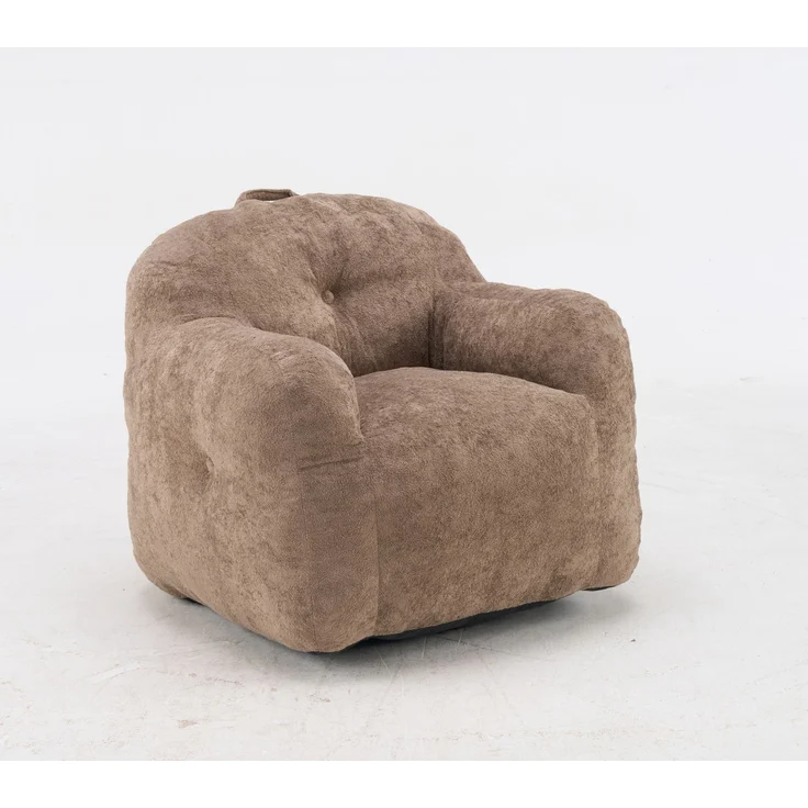 1-Sitzer Bean Bag Sessel aus Kunstfell, mit ergonomischer Rückenlehne, Khaki,H 79 x T 95 x B 95 cm – Bild 5