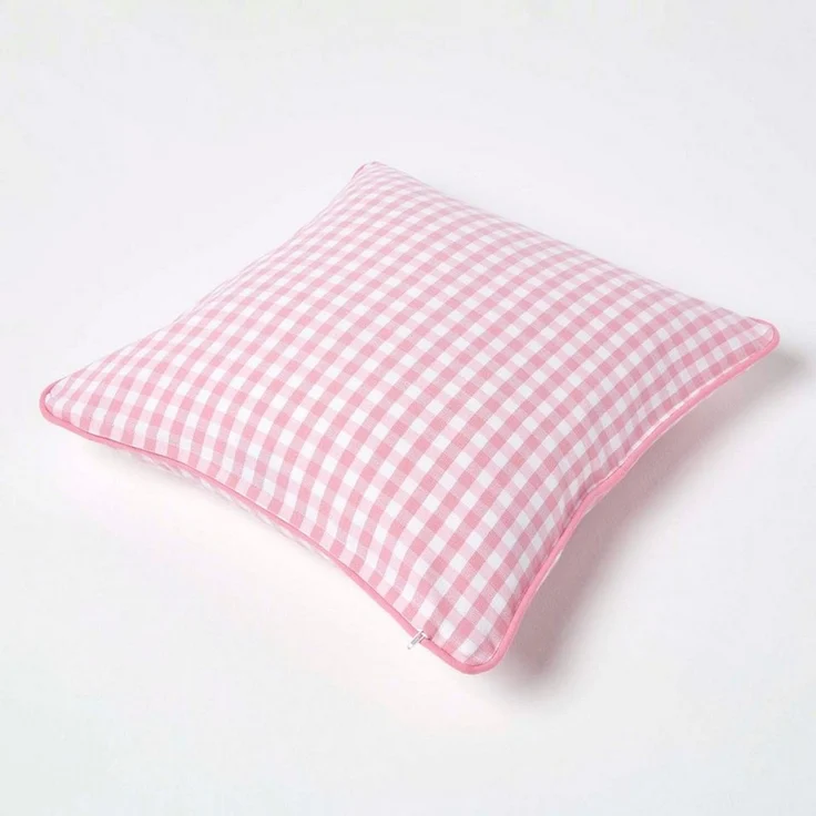 Homescapes Kissenhülle Gingham-Kissenbezug aus Baumwolle, 30 x 50 cm, rosa – Bild 3