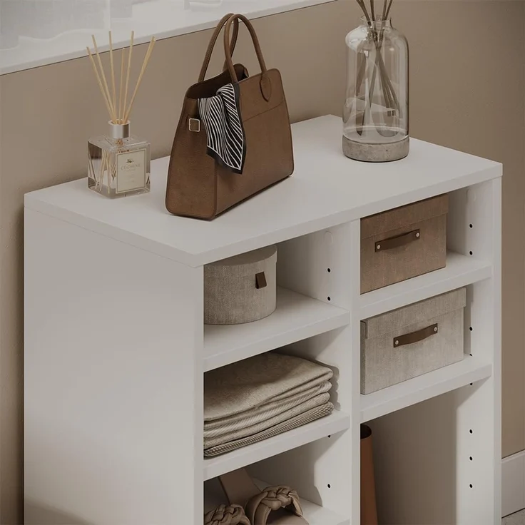 Schuhschrank Lysander Weiß 53 x 65.5 cm mit 7 offenen Fächern Vicco – Bild 4