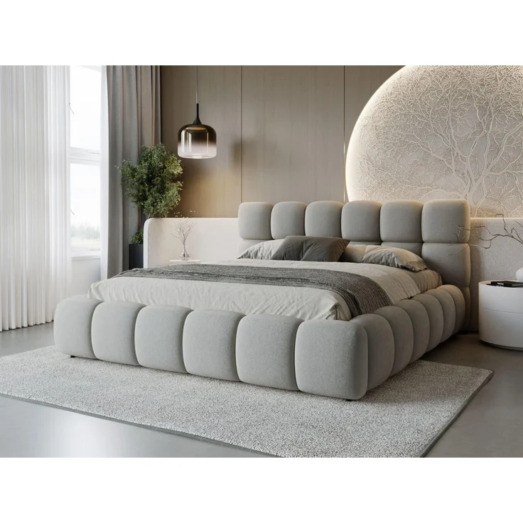 GrainGold Polsterbett mit Bettkästen MODO, Modern Bett mit Kopfteil - 180x200 cm, Grau (1x Bett)