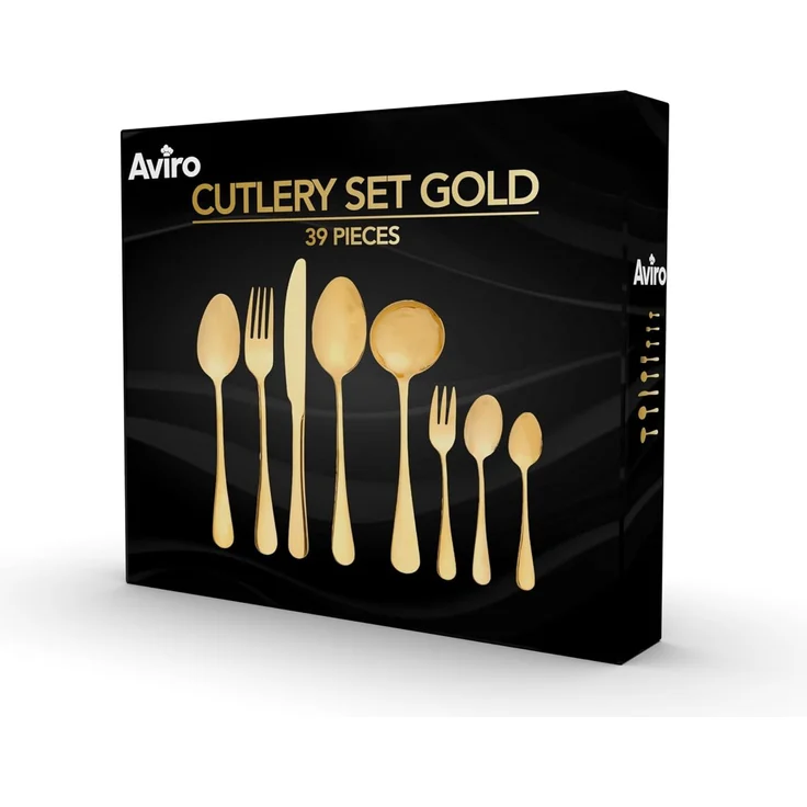 Brixy Besteckset - Gold - 39-teilig - 6 Personen Besteck - Mehrere Gänge - Messer/Löffel/Gabel - Edelstahl - Gold – Bild 12