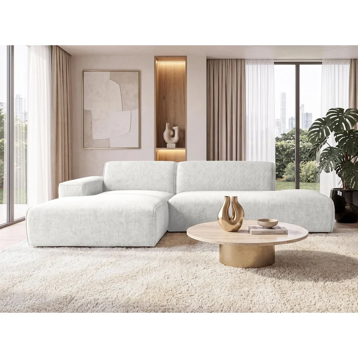 AX LIVING Ecksofa Modern Didim Duo 284 cm Weiß Chenille Eckcouch L – Bild 3