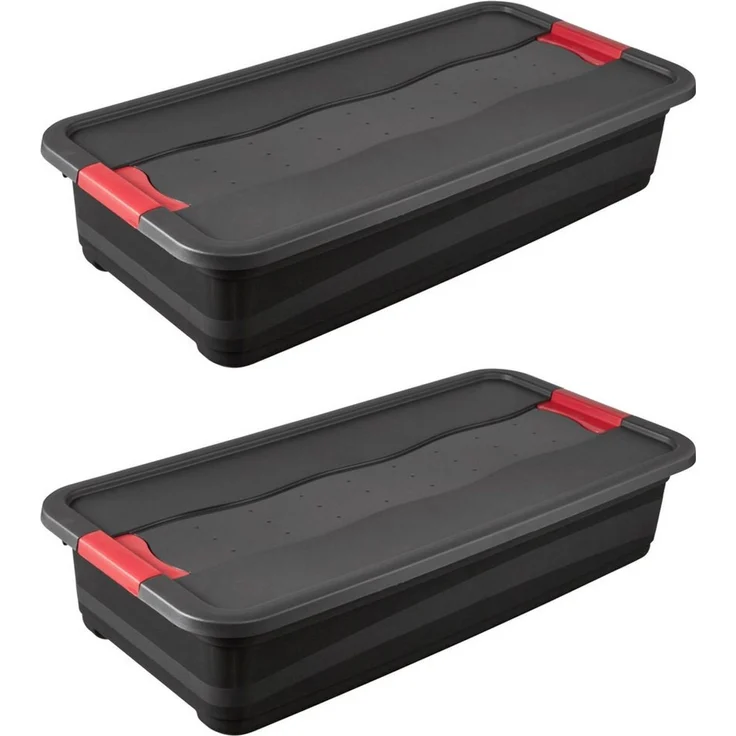 keeeper Transportbehälter eckhart, 2er Set Transporbox, 33 L, 79,5 x 39,5 x 17 cm, (Set, 2-St), seitl. Clips, Griffe am Boden, stoßfeste Seitenwände, robuster Deckel – Bild 5