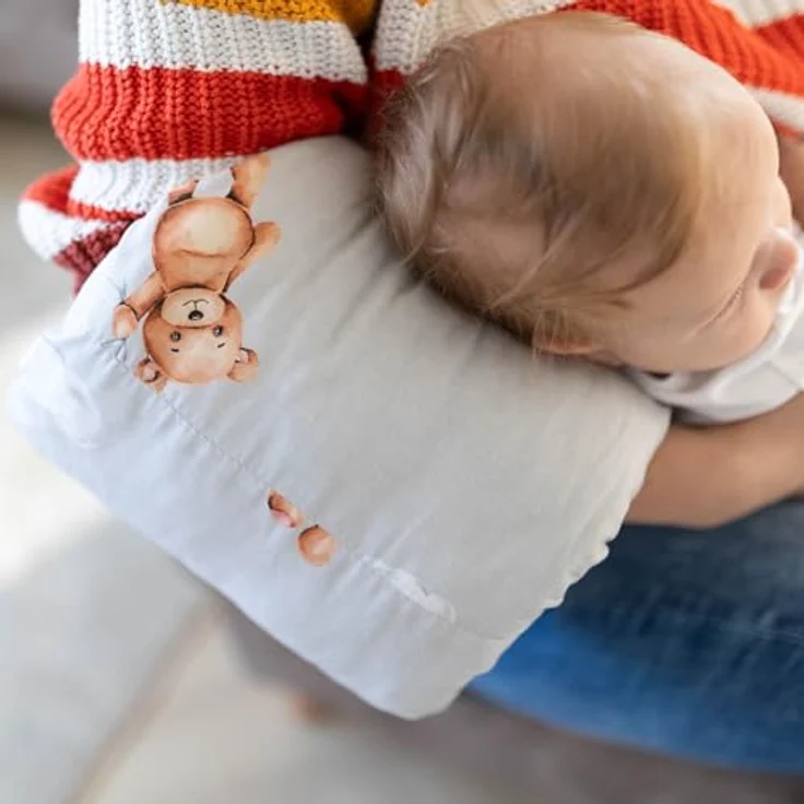 Stillkissen klein Breastfeeding und Nursing Pillow für unterwegs 20 cm - Stillmuff Armkissen und Lagerungskissen Baby Arm Still Kissen aus weicher Baumwolle Oeko-Tex Teddybären – Bild 7
