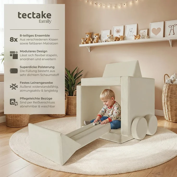 tectake Kindersofa Spielsofa, 8-teilig, flexible Anordnung – Bild 3
