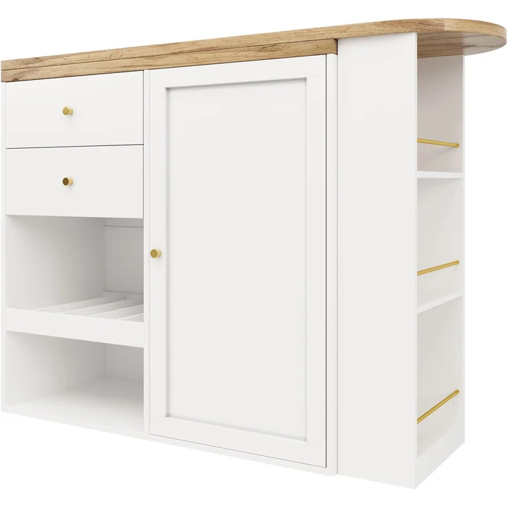 Modularer Schrank L-förmig 360° drehbar MDF Holzoptik Stauraum Schubladen Regale Weiß-Natur – Bild 7