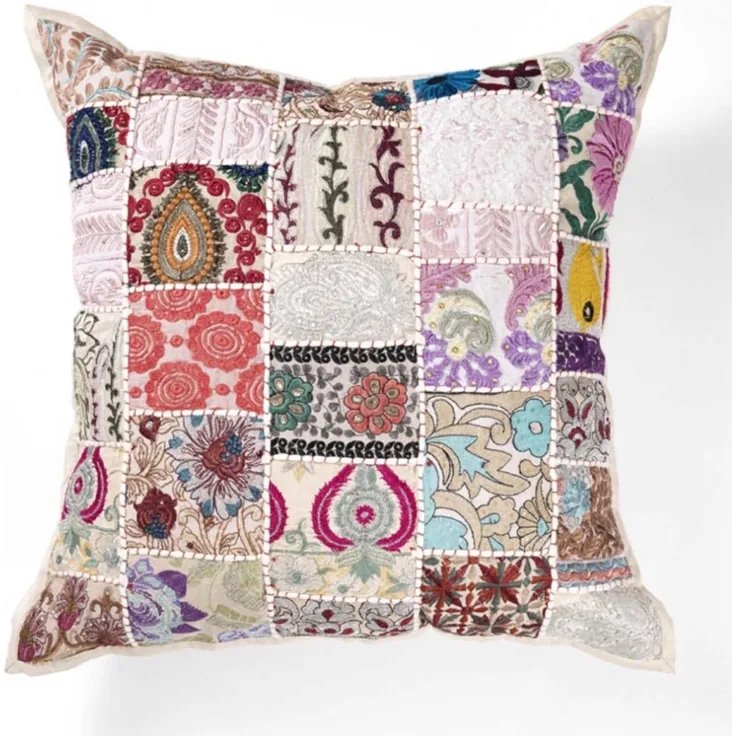 Indisches Patchwork Kissen Mar Beige