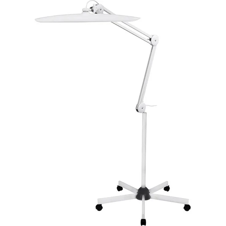 Semplix LED Arbeitslampe Stehlampe weiß (182 LED/ dimmbar/ inkl. Standfuß m. Rollen/ Tischklemme)