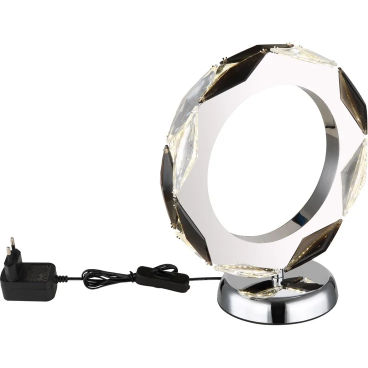 LED Tischlampe, Kristall rauchfarben, verchromt, H 27 cm – Bild 6