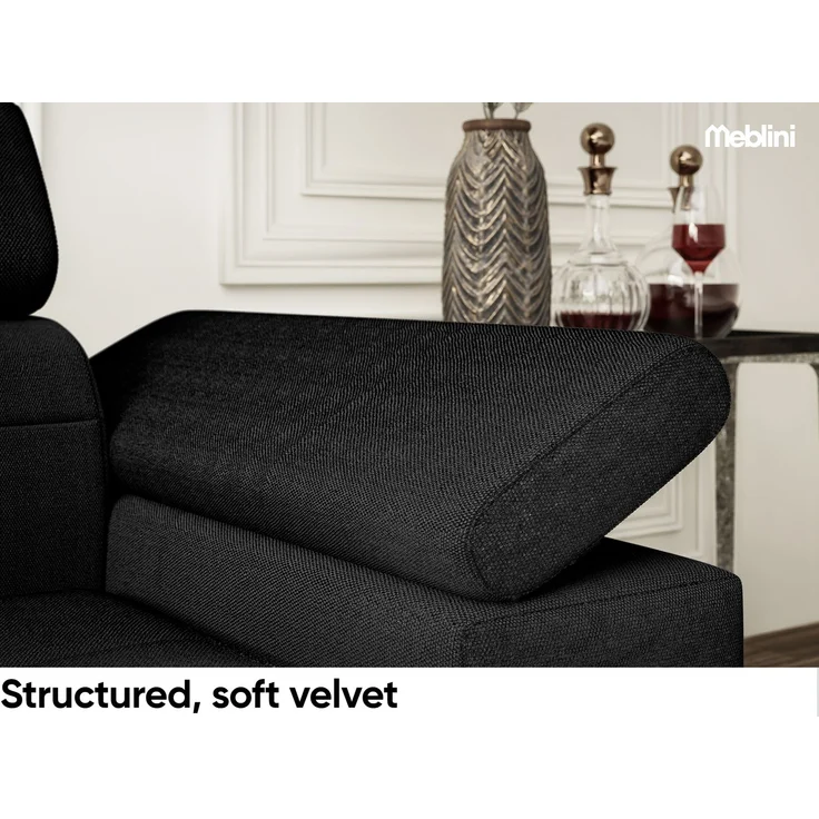 MEBLINI Ecksofa BERGAMO 274x203cm Links - Dunkelgrau Samt Modesto - mit Schlaffunktion und Bettkasten - Höhe 83cm - Sofa mit Relaxfunktion - Couch L-Form - Eckcouch - Wohnlandschaft – Bild 7