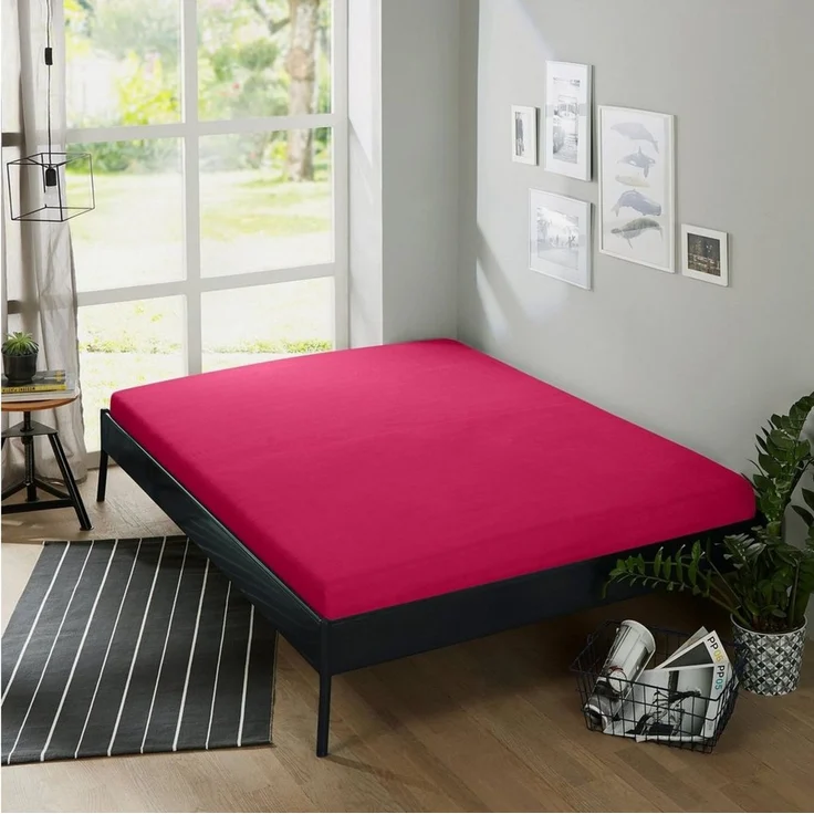 Erwin Müller Spannbettlaken Spannbettlaken "Erding", Frottee, Gummizug: Rundumgummi, (1 Stück), Frottee-Stretch Uni, Pink, Spannbettlaken | 90x190 - 100x200 cm – Bild 2