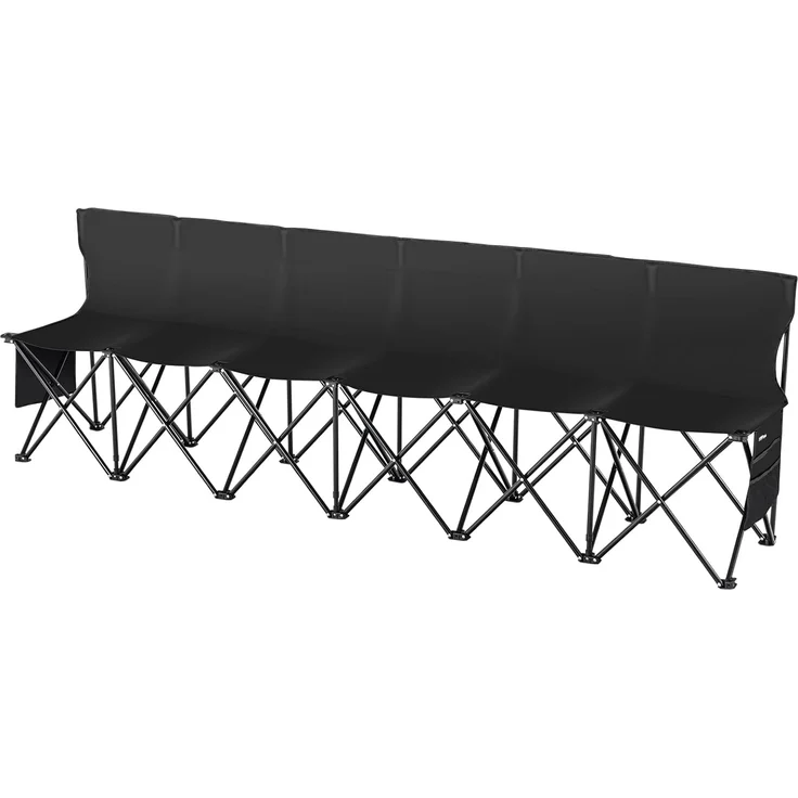 VEVOR Campingstuhl für 6 Personen, Klappstuhl mit 600D Oxford-Gewebe Sitz, Tragetasche & Rückenlehne, Faltbarer Angelstuhl, Faltstuhl für Camping, 2390 x 440 x 835 mm Sport-Nebenbank Schwarz – Bild 5