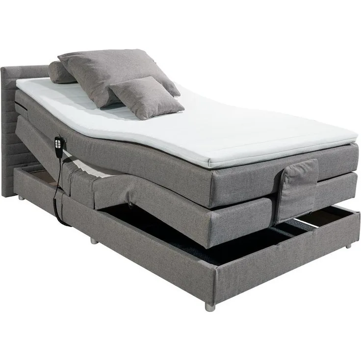 Boxspringbett 'CARMEN 1' Stoff grau Motor 100x200 cm