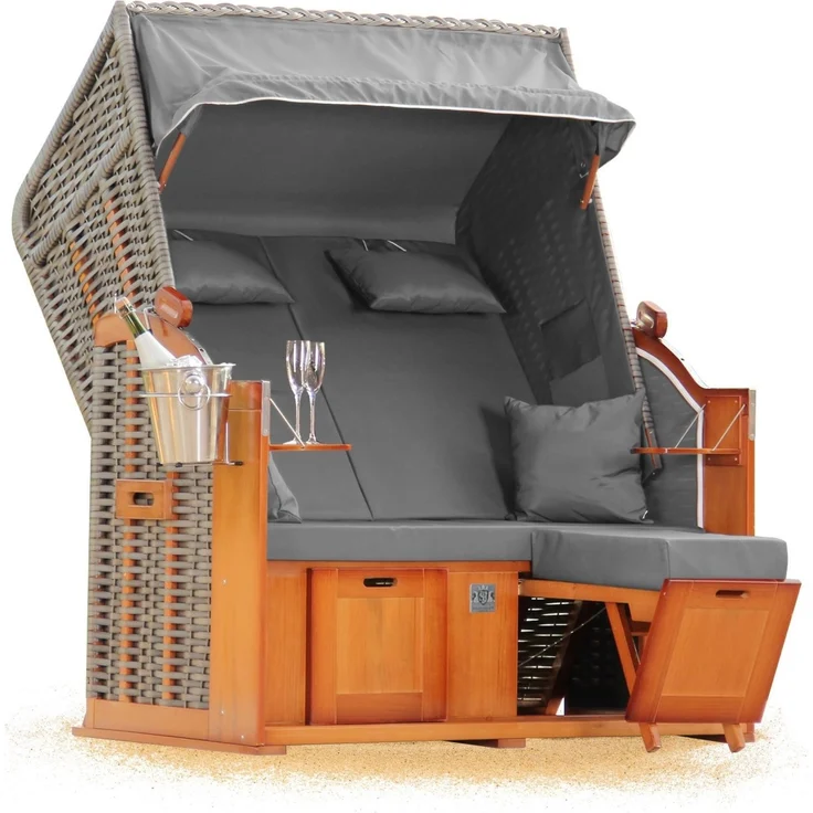Strandkorb Hanse Ostsee Klassik XXL 2 Sitzer - Anthrazit Uni – Bild 1