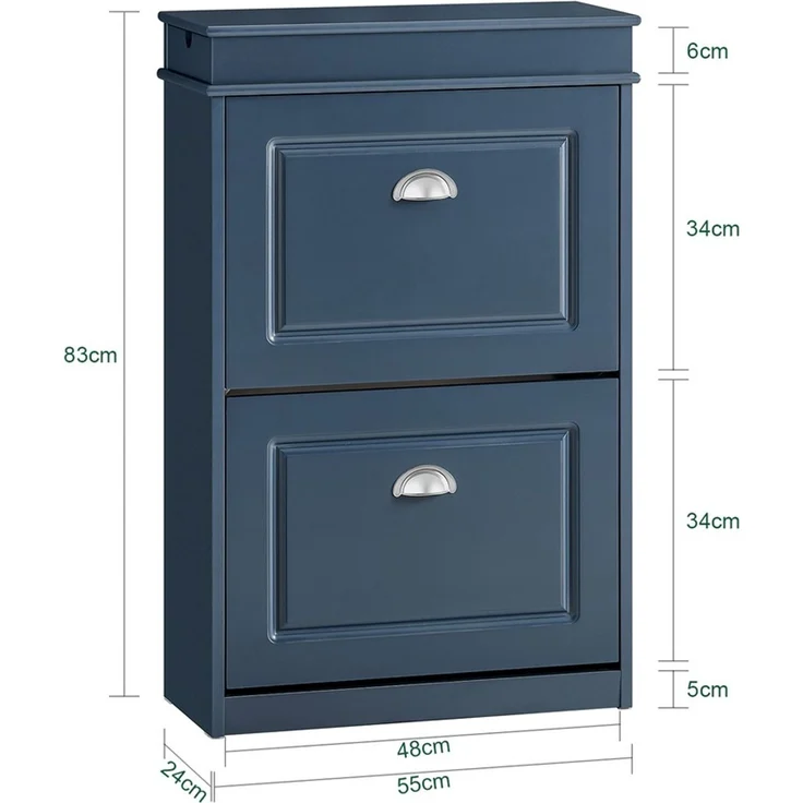 SoBuy FSR78-B Schuhschrank, MDF, Lackiert, Dunkelblau, 54 x 83 x 24 cm – Bild 3