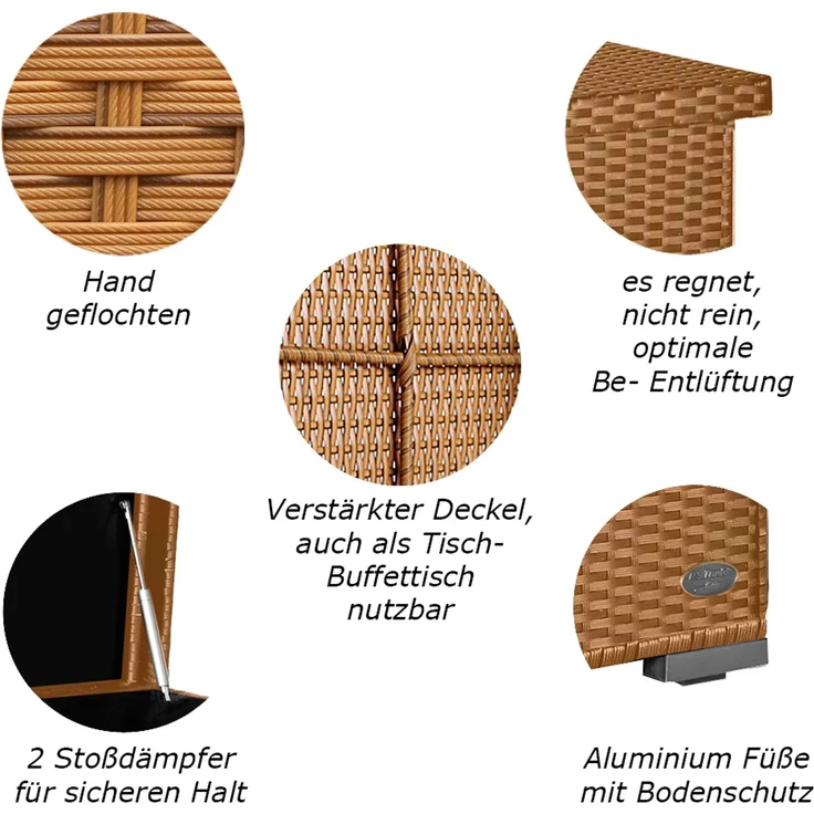 XXL Kissenbox ca. 950L auch als Tisch nutzbar mit doppel Hubautomatik u. Innenverkleidung, Farbe Natur, – Bild 3