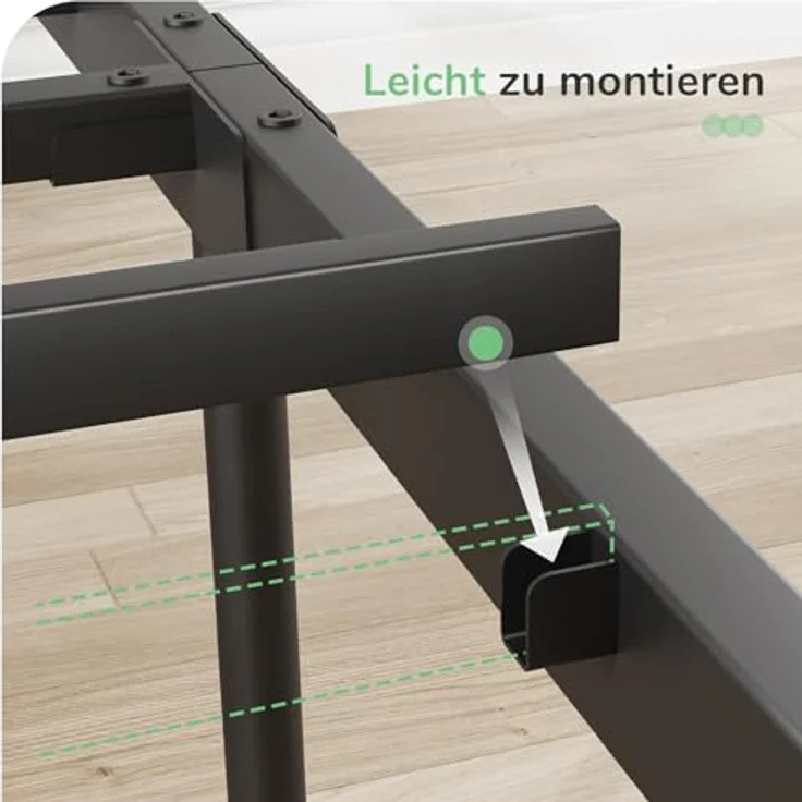 Novilla Bettrahmen 140x190 cm, Bettgestell mit Lattenrost, Modern Bettgestelle, Metallbett mit Kopfteil für Schlafzimmer ästezimmer, Schwarz – Bild 8
