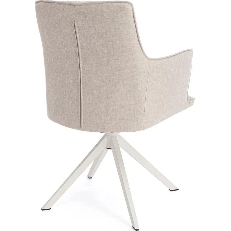 2er-Set Gartenstuhl Genska Drehbar - Alumnium, Metall Weiß, Olefin-Stoff Beige, mit Armlehnen – Bild 5