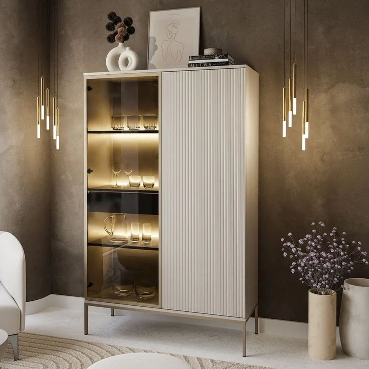 Lookway Vitrine ECLIPSE WTSZ104 in Kaschmir mit LED Beleuchtung Breite: 104 cm – Bild 3