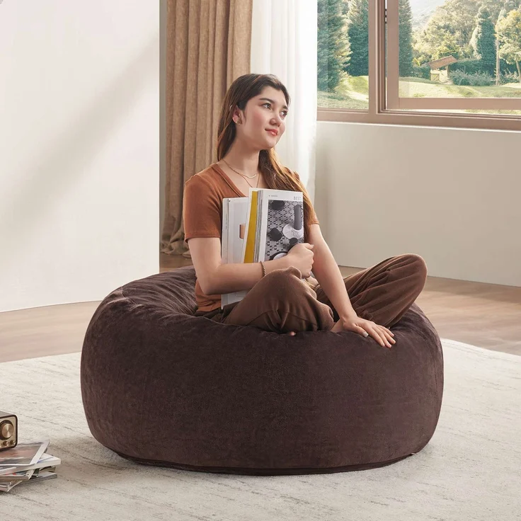 3FT Sitzsack,Sitzsackstuhl, Sofa für Erwachsene,weicher und bequemer Lesestuhl,geeignet für Schlafzimmer, Balkone und andere Orte--Braun--90x90x50cm--YOUDENOVA – Bild 1